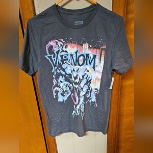 Marvel Venom Graphic Tee — Black with Blue & Pink Artwork